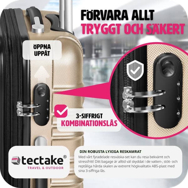 Resväskeset 4 stycken med hårt skal - champagne