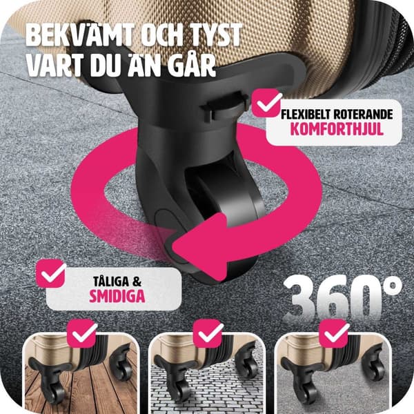 Resväskeset 4 stycken med hårt skal - champagne