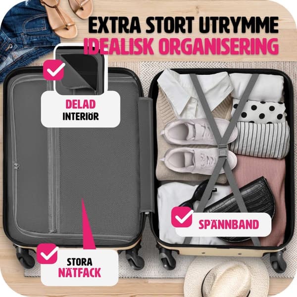 Resväskeset 4 stycken med hårt skal - champagne