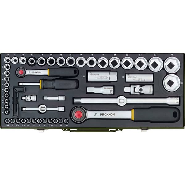 Proxxon Industrial Hylsnyckelsats metrisk 1/4, 1/2 56 delar 23040