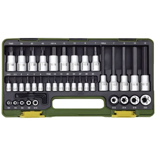Proxxon Hylsnyckel-bitsinsats-set 1/2, 1/4 42 delar 23290