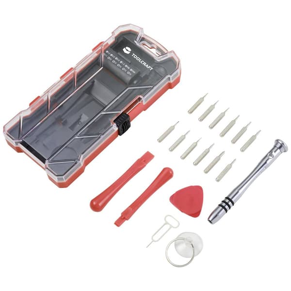 TOOLCRAFT TO-7746381 Reparationsset Smartphone, Bitsset i förvaringslåda 18 delar