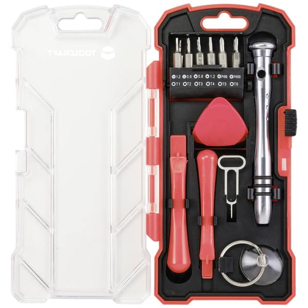 TOOLCRAFT TO-7746381 Reparationsset Smartphone, Bitsset i förvaringslåda 18 delar
