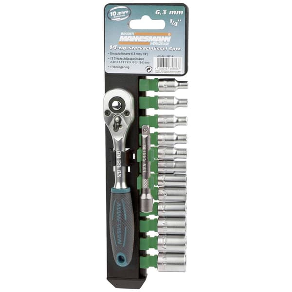 Brüder Mannesmann M29114 1/4 (6.3 mm) Hylsnyckelsats 4, 4.5, 5, 5.5, 6, 7, 8, 9, 10, 11, 12, 13, 14