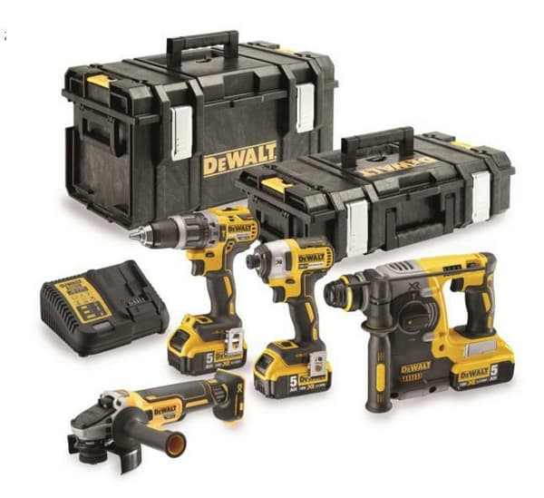 DEWALT.COMBO SÆT 18V (DCG405+DCH273+DCD796+DCF887) 3x5,0Ah 2xTSTAK DCK422P3
