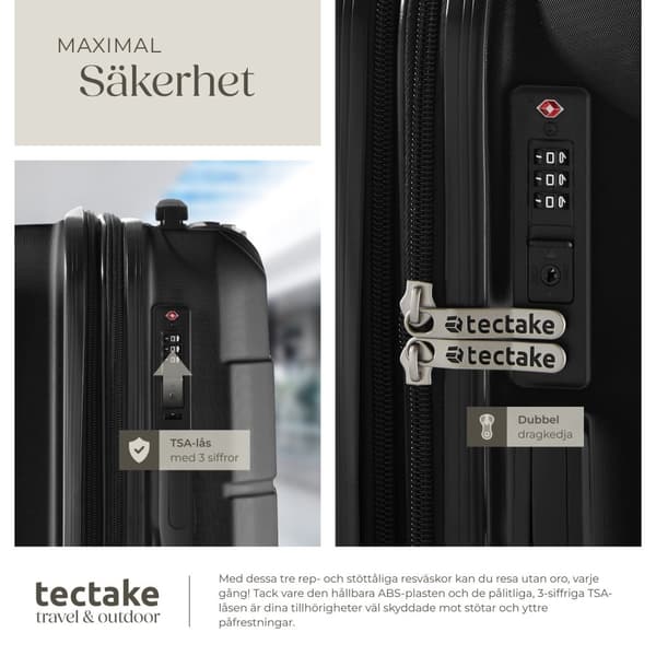 Resväskeset Brice 3-delar, TSA-lås - svart