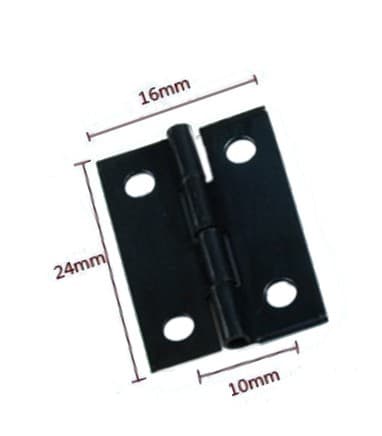 Sæt med 60 mini sorte jernhængsler (24x16 mm)