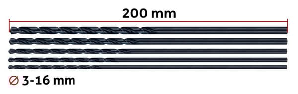 Sæt med 5 metalbor (HSS, 4,5x200 mm)