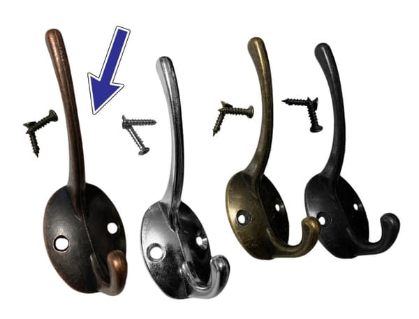 Set med 6 metallkrokar/hängare för jackor och hattar (färg: koppar)