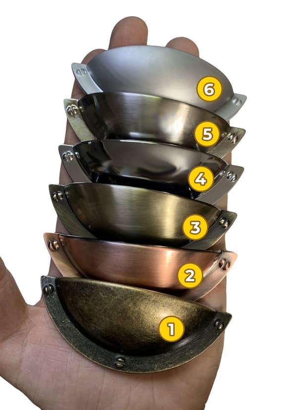 Sæt med 6 metalhåndtag til skabe og skuffer (farve 6: mat aluminium)