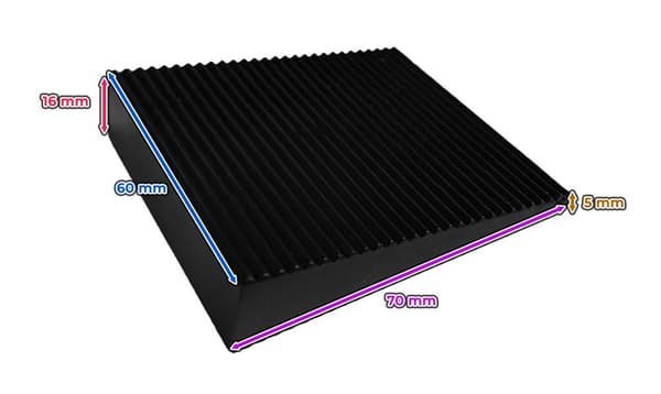 Sæt med 6 kile dørpropper (PVC, sort, 5x16x60x70 mm)