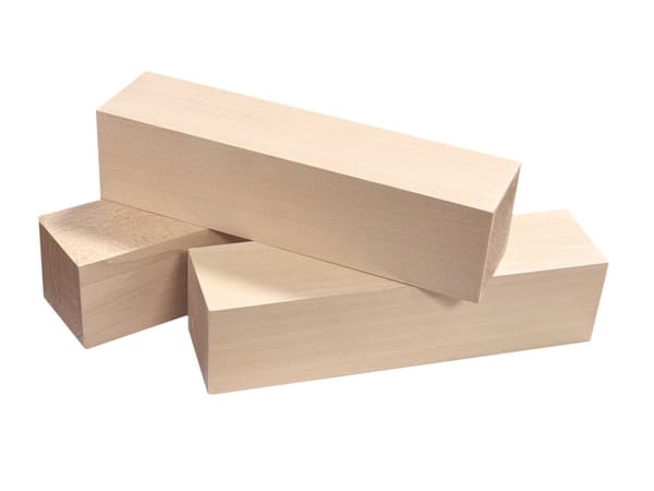 Set med 9 block av basswood (5x5x20 cm, för arbete eller lek)