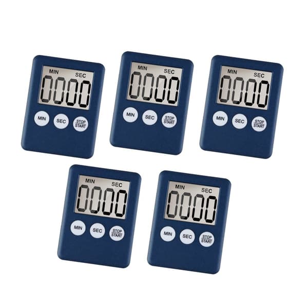 Set med 5 digitala timers, väckarklockor, mörkblå