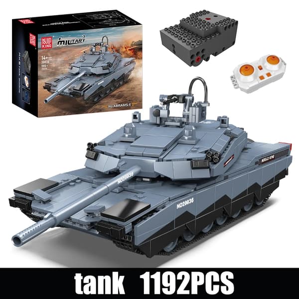 Mould King Militærtank Byggesæt, 1192 Miljøvenlige Klodser, Fjernbetjeningsfunktionalitet,original boks emballage