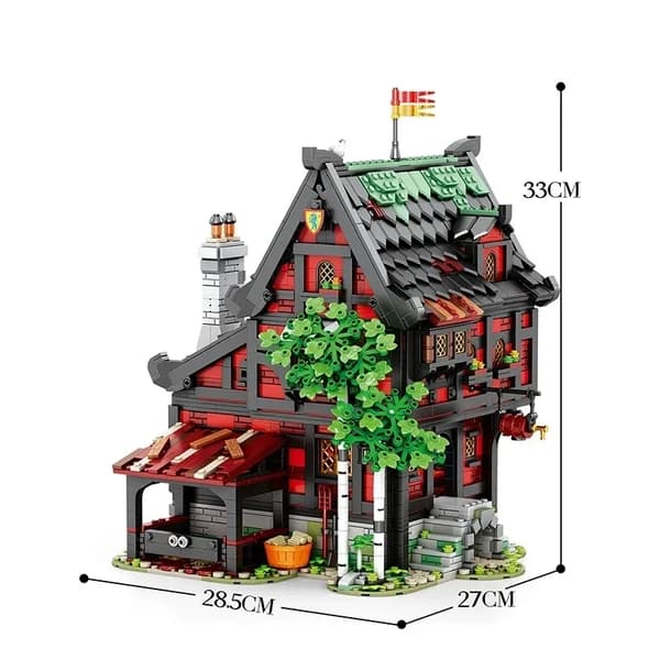 Byggesæt, 3214 dele, miljøvenligt materiale,Med Kasse, Crusader Inn