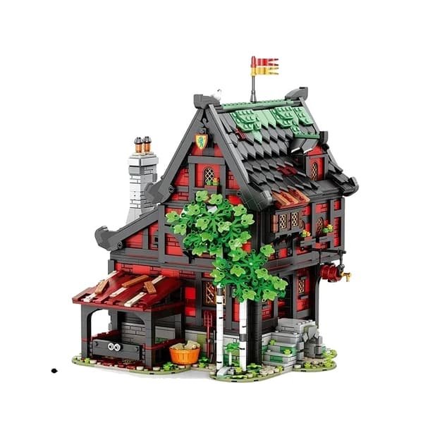Byggesæt, 3214 dele, miljøvenligt materiale,Med Kasse, Crusader Inn