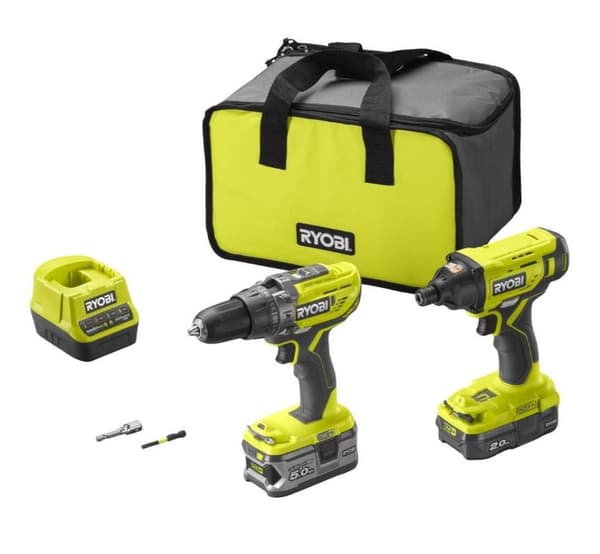 Akkuværktøjssæt R18PDID2-252S 18V med 1*2,0AH og 1*5,0AH batterier ONE+