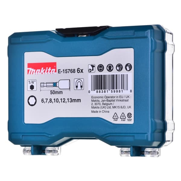 MAKITA HYLSNYCKELSATS 1/4" 50mm 6-DELAR SLAGBORR SVART