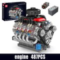 Miniatyrbild 2 av 2: Mould King V8 Motor Modell, 487 Delar,originalboxförpackning