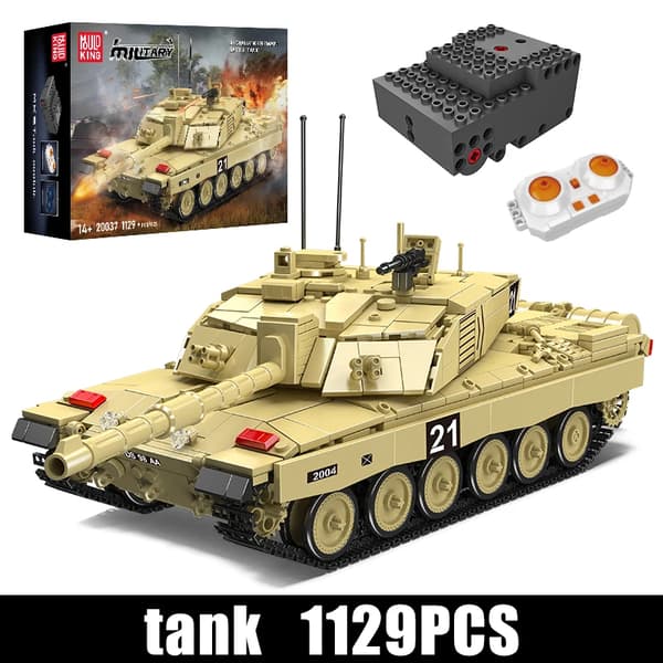 Fjärrstyrd militärtank, kompatibel med byggsatser, högkvalitativt ABS-material,original box packing