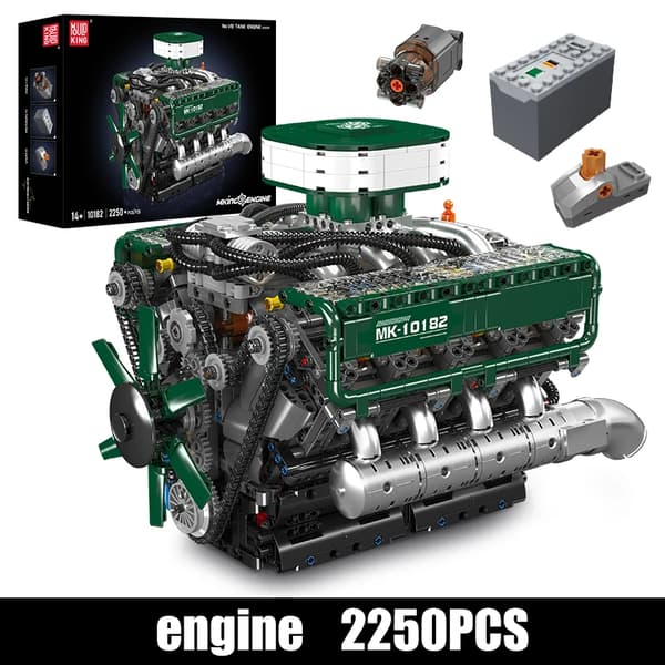 Mould King Motoriseret V8 Motor, Miljøvenligt ABS Materiale,original boks emballage