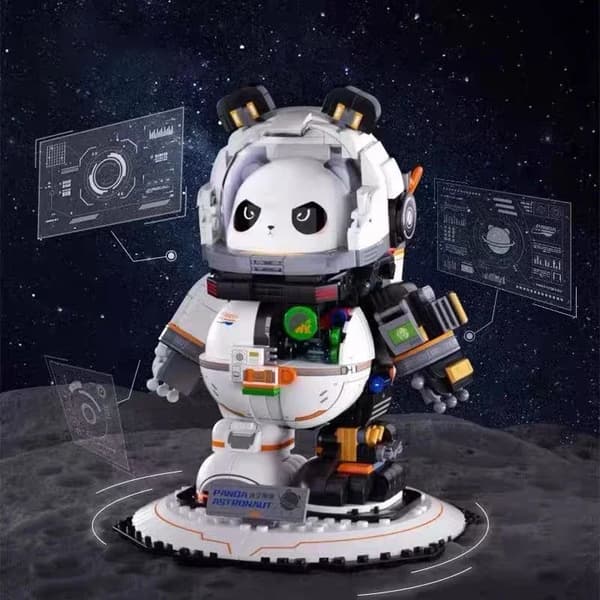 Space Panda Astronaut Byggesæt, 829 dele, Ikke-giftigt ABS-materiale,829STK