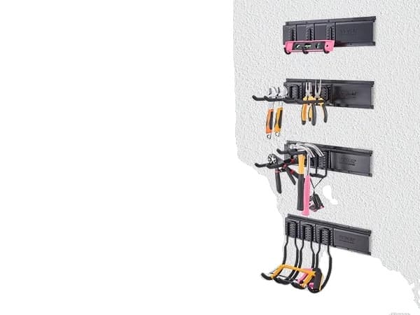 Garage Værktøjsorganisator, Robust Opbevaringsstativ, Justerbare Kroge og Skinner, 6 stk