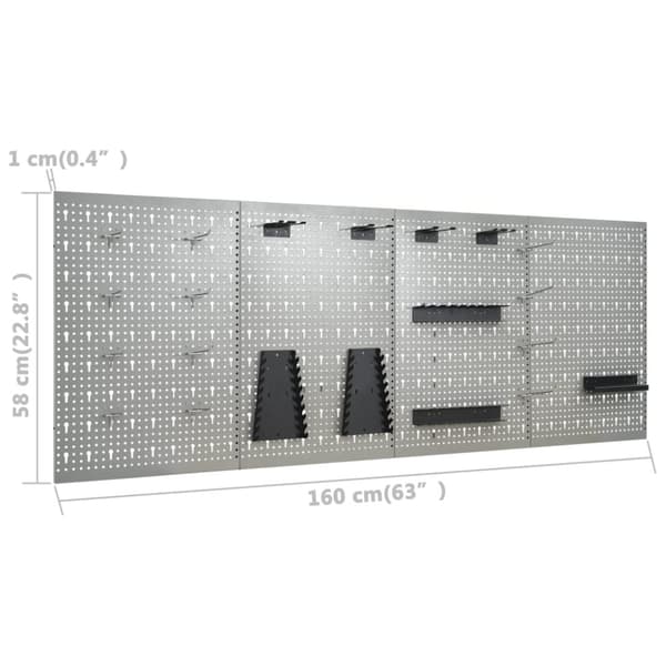 Työkalujen säilytys & järjestely - Living Seinään kiinnitettävät työkalutaulut 4 kpl 40x58 cm teräs