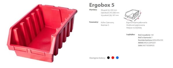 PATROL ERGOBOX 5 RØD, 330 x 500 x 180mm