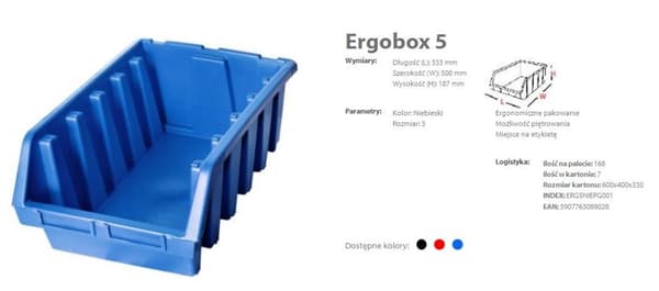 PATROL ERGOBOX 5 BLÅ, 330 x 500 x 180 mm