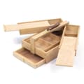 Miniatyrbillede 3 af 4: Kangaro K-830051 Værktøjskasse 3 lag 4 skuffer + læderhåndtag 23,5x13x34 cm Bøgetræ/Natur
