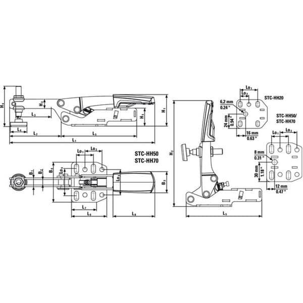 Vågrättspännare med öppen arm och horisontell grundplatta STC-HH / 20_x000D_ Bessey STC-HH20 Spännvidd (max.):20 mm