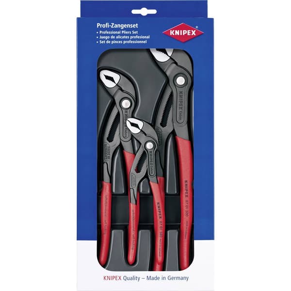 Knipex 00 20 09 V02 Polygrip-set Verkstad 3 delar Videoinspelning per knapptryck, Självklämeffekt, Fininställning