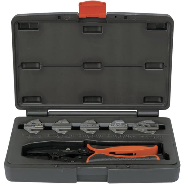 TOOLCRAFT PZ-506 430461 Crimptång-set 6 delar Isolerad kabelsko, Oisolerad, sluten kabelsko, Öppen, oisolerad kabelsko,