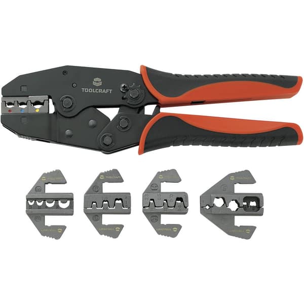 TOOLCRAFT PZ-506 430461 Crimptång-set 6 delar Isolerad kabelsko, Oisolerad, sluten kabelsko, Öppen, oisolerad kabelsko,