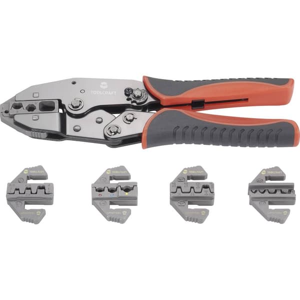 TOOLCRAFT PZ-506 430461 Crimptång-set 6 delar Isolerad kabelsko, Oisolerad, sluten kabelsko, Öppen, oisolerad kabelsko,