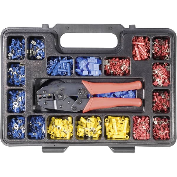 TOOLCRAFT PZ-504 820927 Crimptång-set 1004 delar Koaxialkontaktdon, Oisolerad krymphylsa, Isolerad krymphylsa RG6, RG58