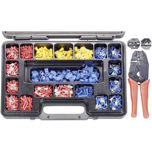 TOOLCRAFT PZ-504 820927 Crimptång-set 1004 delar Koaxialkontaktdon, Oisolerad krymphylsa, Isolerad krymphylsa RG6, RG58