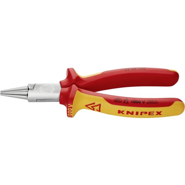 Knipex 22 06 160 VDE Rundtång Rak Krom-vanadium elektriskt stål 160 mm