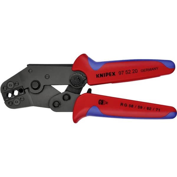 Knipex 97 52 20 Crimptång Koaxialkontaktdon BNC, TNC RG58, RG59, RG62, RG71, RG223