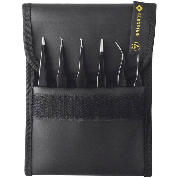Bernstein Tools for Electronics 5-060 SMD-pincett-set 6 delar Superspets, Skärspets, superspets, Flat-rund, Spets, Flat