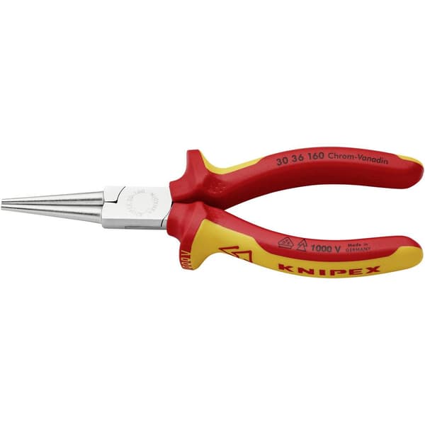 Knipex 30 36 160 VDE Rundtång Rak Krom-vanadium elektriskt stål 160 mm