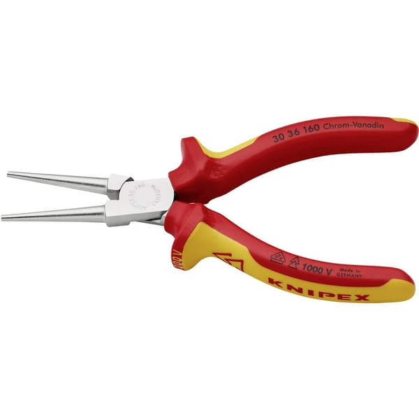 Knipex 30 36 160 VDE Rundtång Rak Krom-vanadium elektriskt stål 160 mm