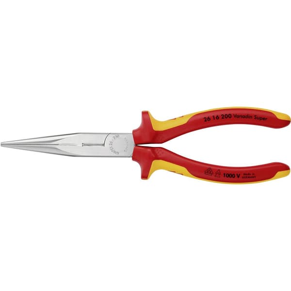 Knipex 26 16 200 VDE Flat rundtång Rak Vanadin-elektrostål 200 mm