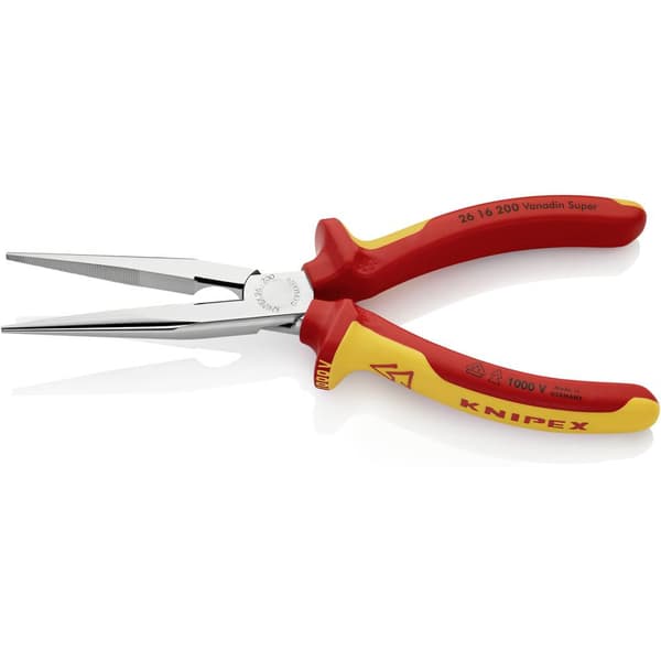 Knipex 26 16 200 VDE Flat rundtång Rak Vanadin-elektrostål 200 mm