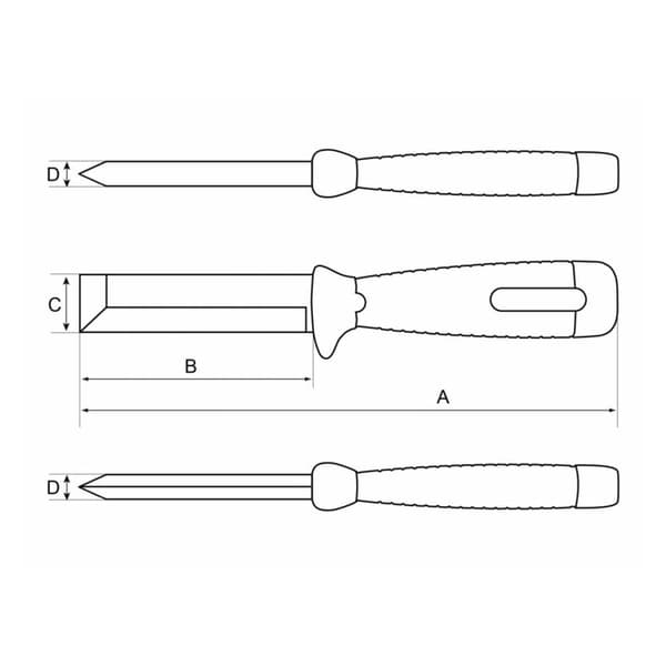 Bahco SB-2448 Multi stämjärn, 58-61Hrc, klinga 4X25X100mm, 231mm,Sb-Verp.