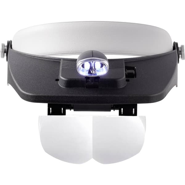 TOOLCRAFT TO-5137803 Huvudlupp med LED-belysning Förstoringsfaktor: 1.2 x, 1.8 x, 2.5 x, 3.5 x Linsstorlek: (L x B) 102
