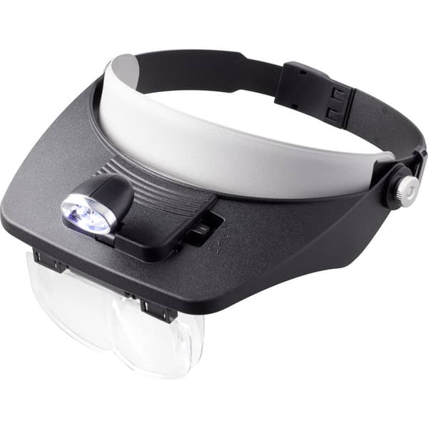 TOOLCRAFT TO-5137803 Huvudlupp med LED-belysning Förstoringsfaktor: 1.2 x, 1.8 x, 2.5 x, 3.5 x Linsstorlek: (L x B) 102
