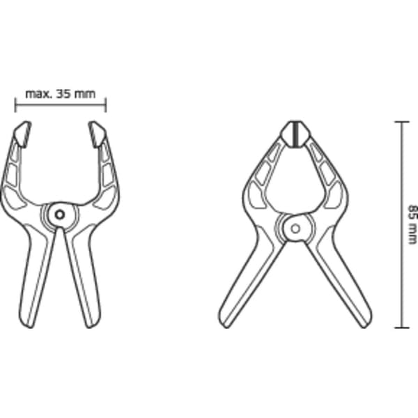 Toolcraft 6-fjädertving 35 mm 3 kg TOOLCRAFT 1611469 Spännvidd (max.):35 mm Mått - Längd: 85 mm Gapdjup:35 mm