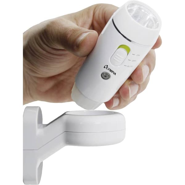 Olympia NL 300 LED Mini-ficklampa med nattljusfunktion, med varningslampfunktion Uppladdningsbara batteri 5 h 105 g Vit